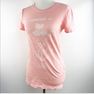 Lucky Brand Woodstock Logo Fitted Graphic Tee